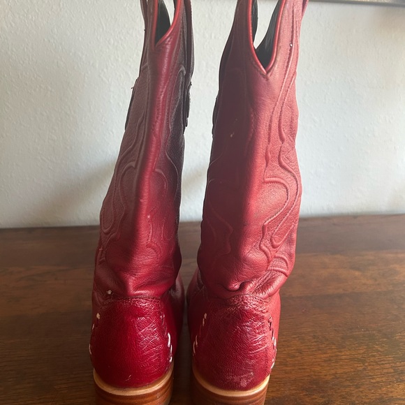 Vintage Rare Exotic Wild West Handmade Pointed Red Ostrich Skin Boots Men’s 9 - Picture 7 of 16